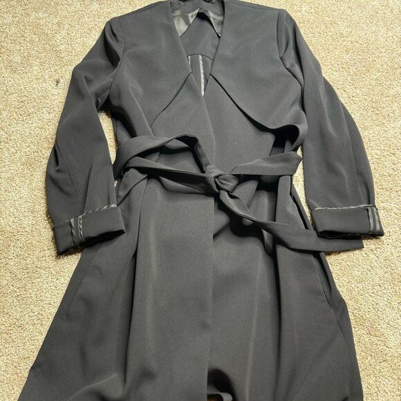 & Other Stories Black Polyester Trench with Belt - Picture 2 of 5